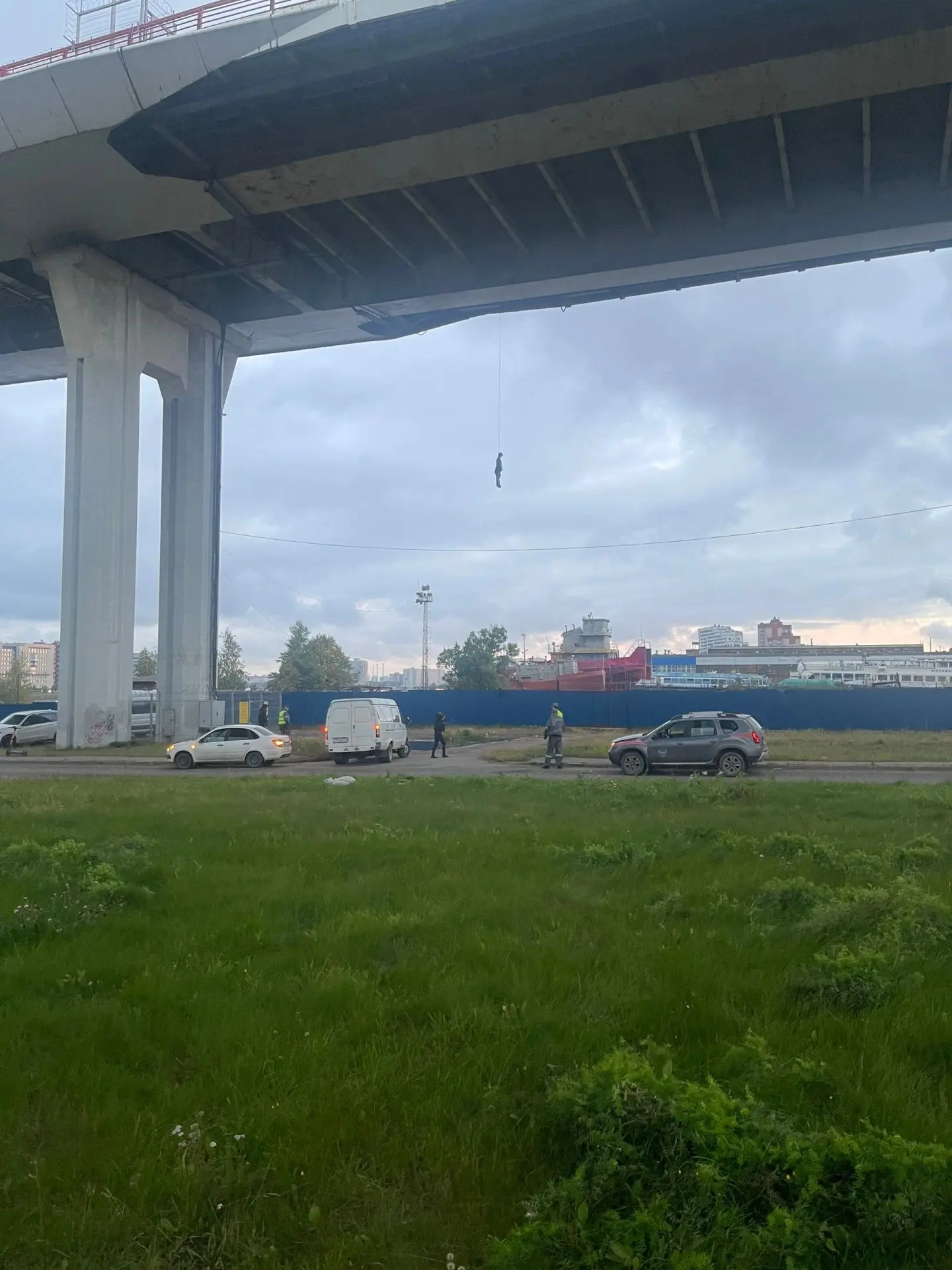 Утром 1 октября под Вантовым мостом (КАД) в Новосаратовке нашли повесившегося человека.