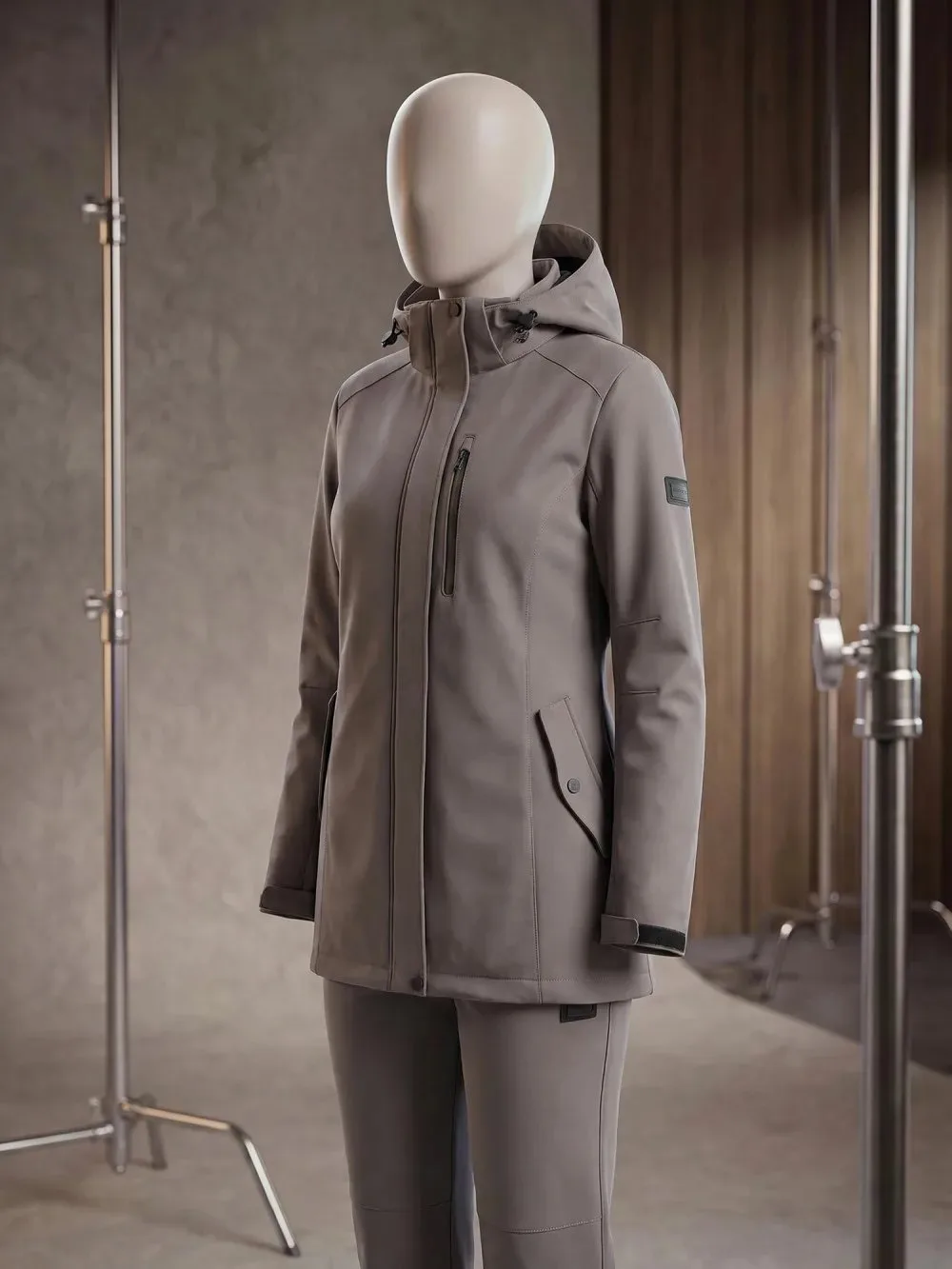 🛍️ Женский костюм спортивный софтшелл с флисом и мембраной темно-серого цвета 09618TC