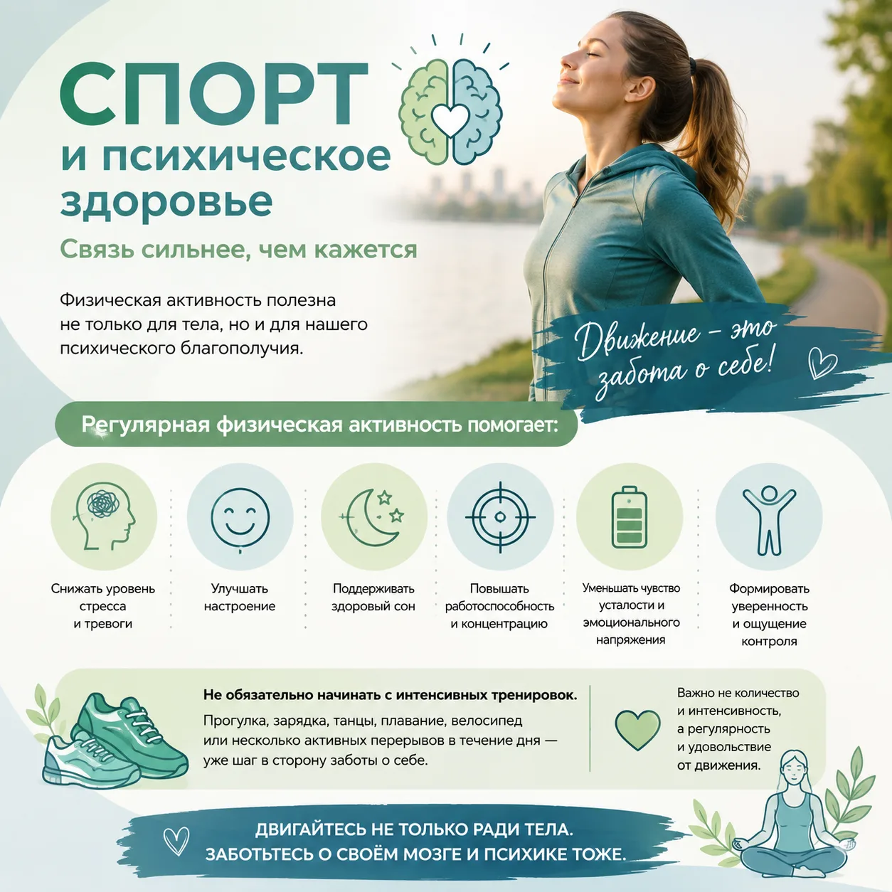🧠 Спорт и психическое здоровье: движение, которое помогает не только телу