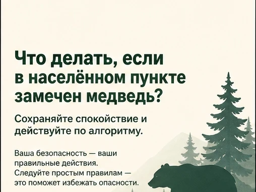 При обнаружении медведя на территории населённого пункта важно действовать чётко и без ...
