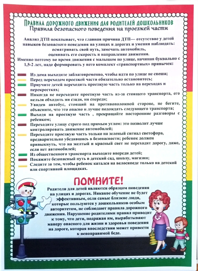 Правила дорожного движения для родителей дошкольников