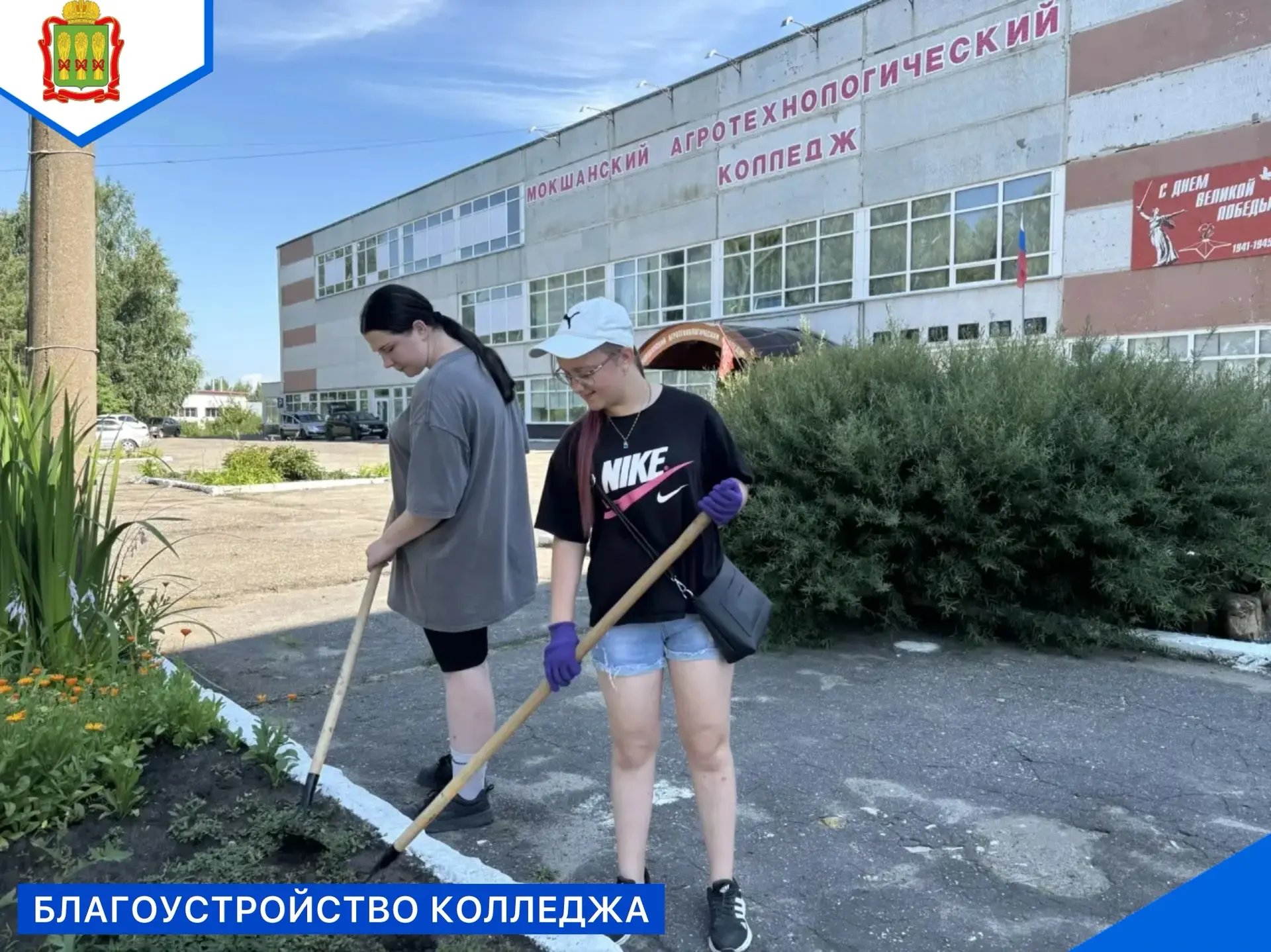 🛎️Сегодня перед волонтерским отрядом 👫была поставлена задача -☝️облагородить клумбы около колледжа