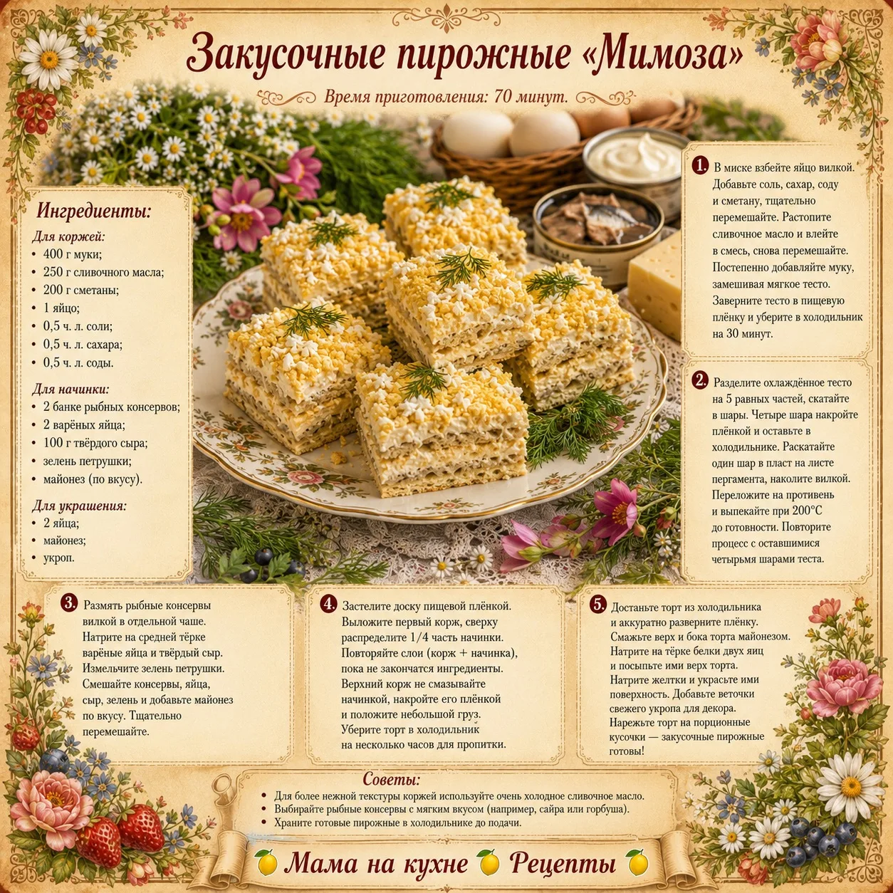 Закусочные пирожные «Мимоза»