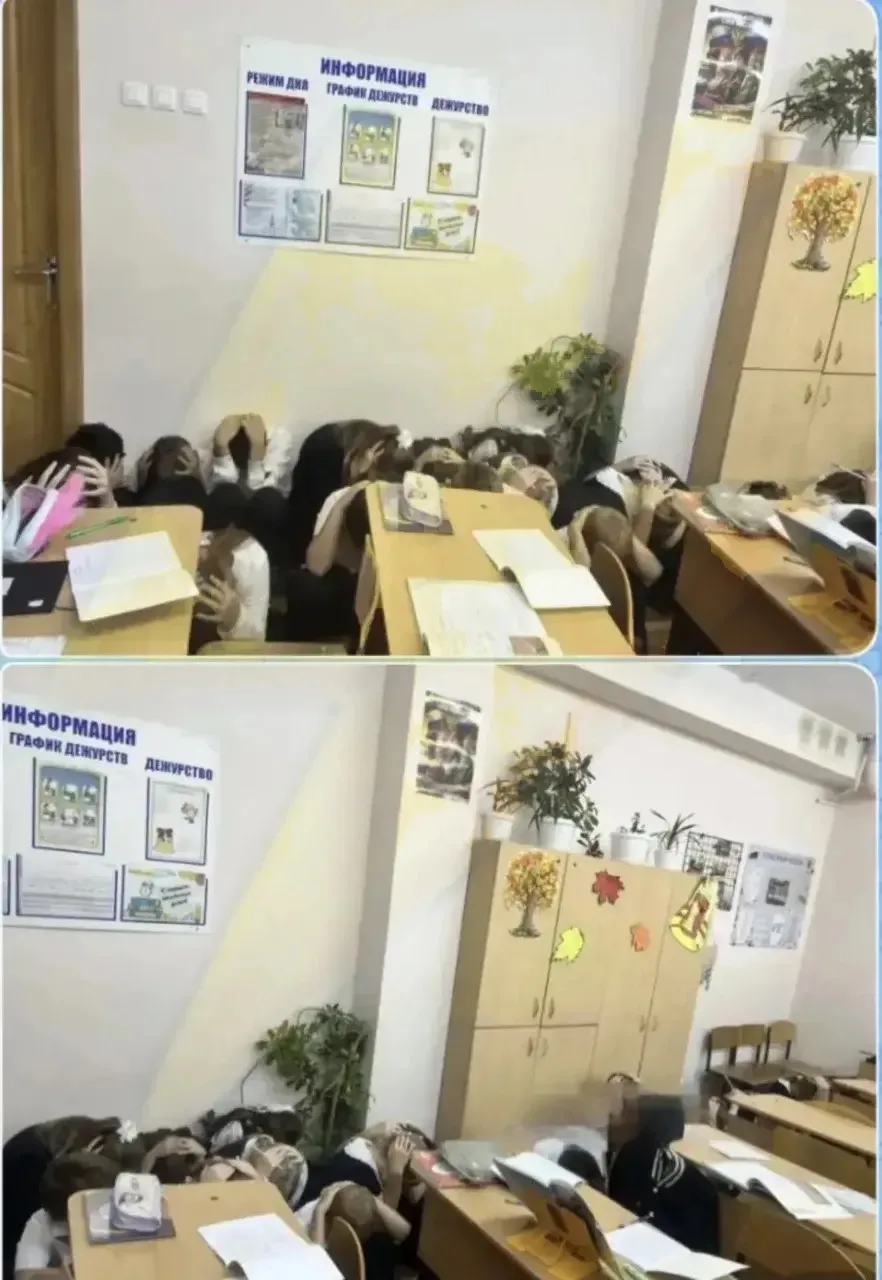 🌀😔В краснодарской школе №101 дети прятались под партами во время сирены
