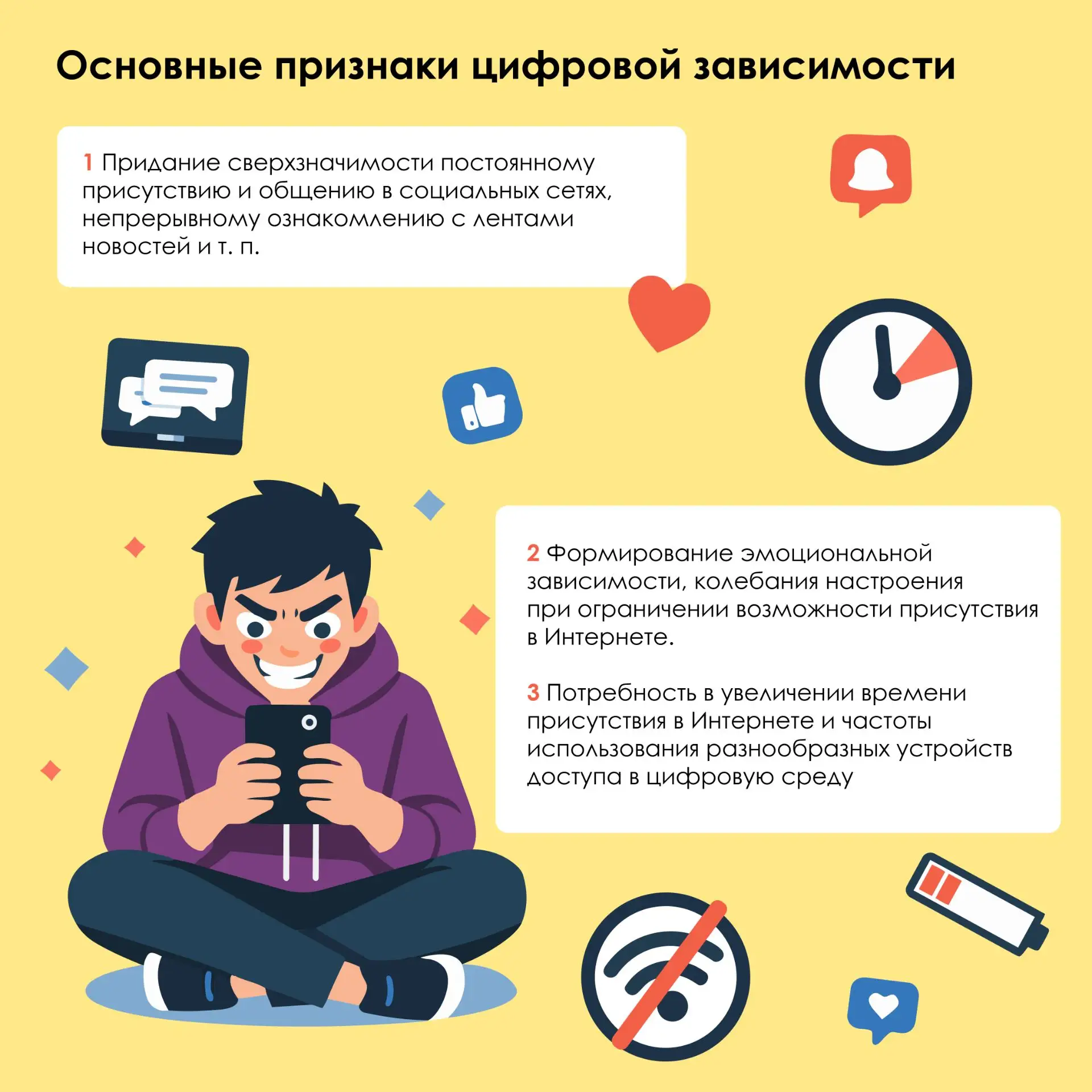 Проявления цифровой зависимости

📱 Человек с цифровой зависимостью часто даже не осознаёт, что попа
