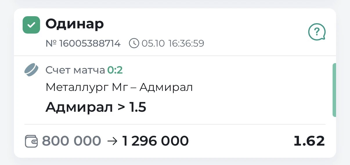 За вчерашний день потерпели поражение со ставки с набора, но валуй как всегда забрали в...