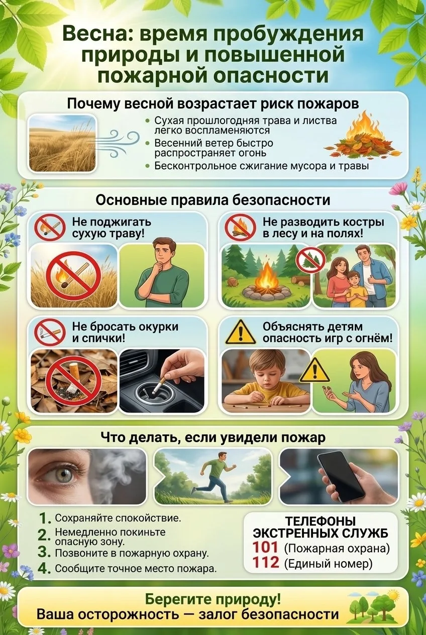 🔥 Весна — не только время пробуждения природы, но и период повышенной пожарной опасности!