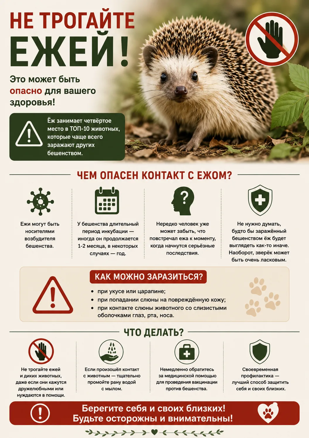 ⚠️Избегайте контакта с дикими животными!