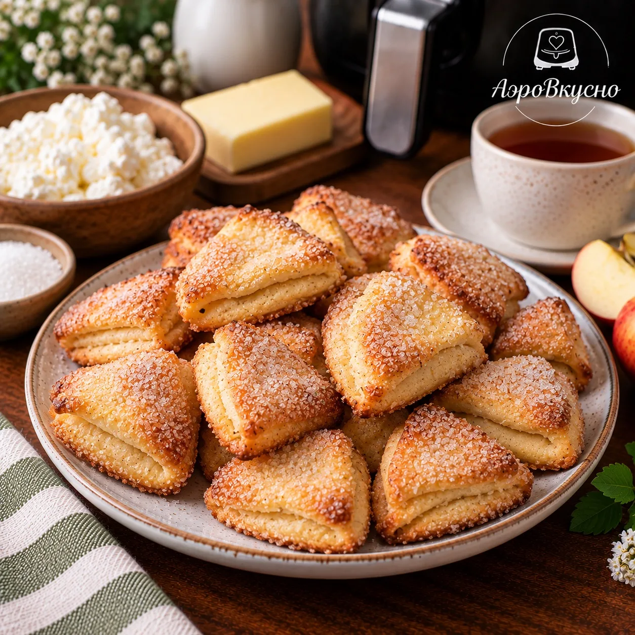 🍪 Творожное печенье с сахарной корочкой в аэрогриле