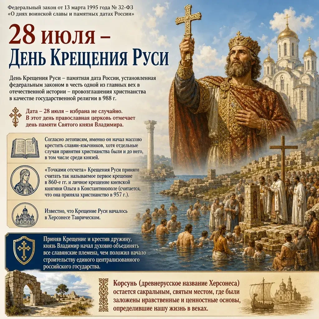 День Крещения Руси — великая страница нашей истории 🇷🇺

Сегодня, 28 июля, мы отмечаем важную дату 