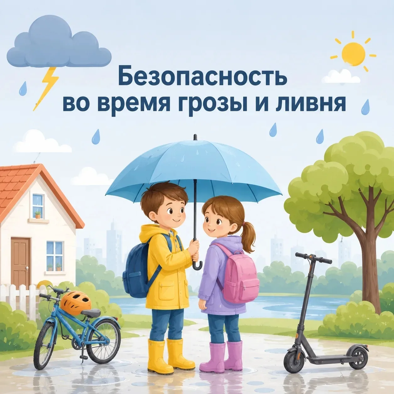 ⛅️Летняя погода может меняться за считаные минуты. Важно заранее напомнить детям простые правила без