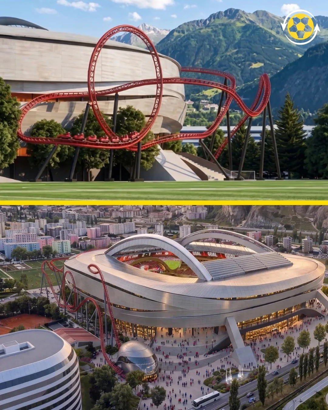 🎢Швейцарский «Сьон» хочет к 2030 году построить новый стадион с американскими горками ...