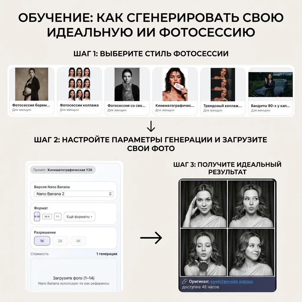 🍌 Как сделать идеальную ИИ-фотосессия за пару кликов 

Всё проще, чем кажется: 
— заходи в бота 👉 