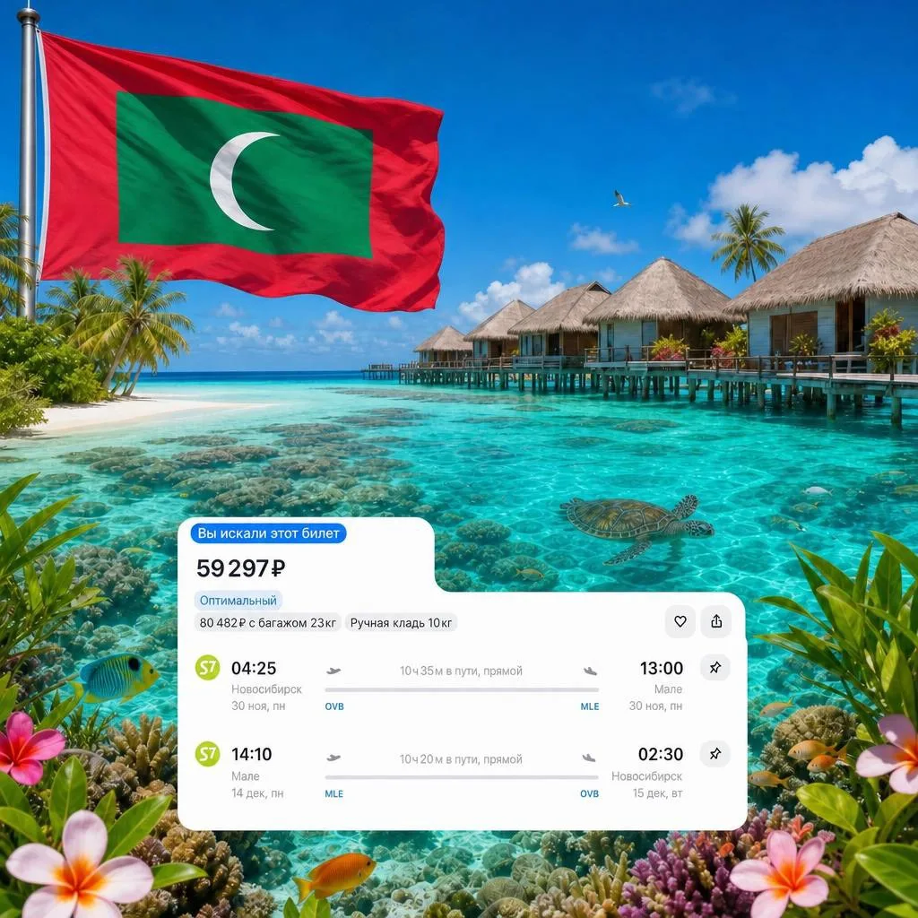Улететь из Новосибирска на 🇲🇻 Мальдивские острова