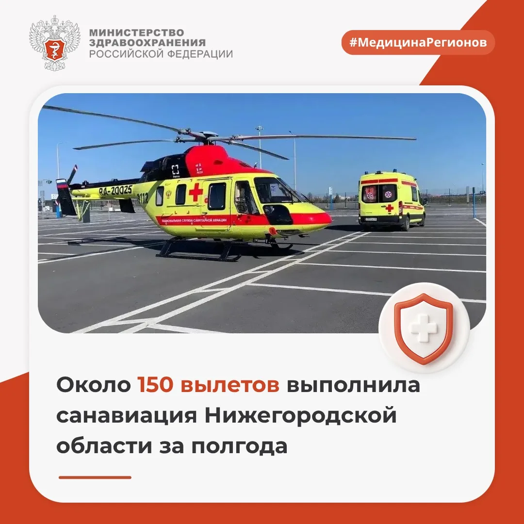 🚁 Около 150 вылетов выполнила санавиация Нижегородской области за полгода

С января по июнь этого г