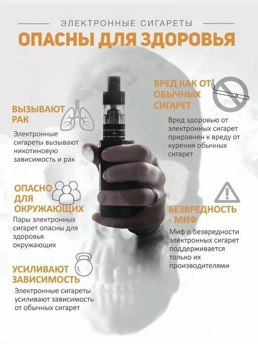 Памятка о вреде курения вейпов и электронных сигарет