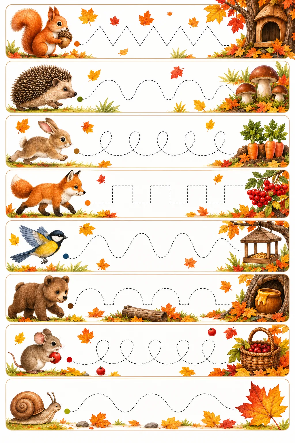 🍂 Осенние тропинки лесных друзей