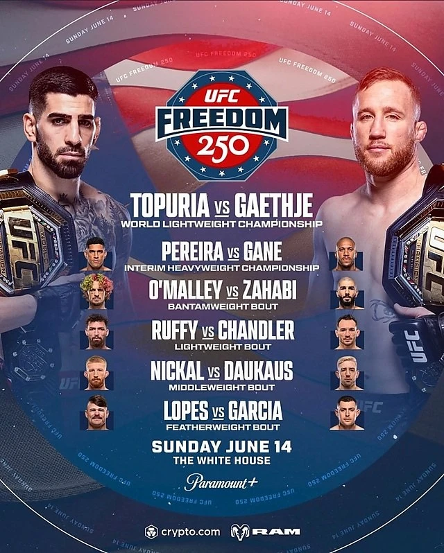 На канале Матч-ТВ идет прямая трансляция UFC: бои проходят на лужайке Белого дома.

Кто победит: Топ