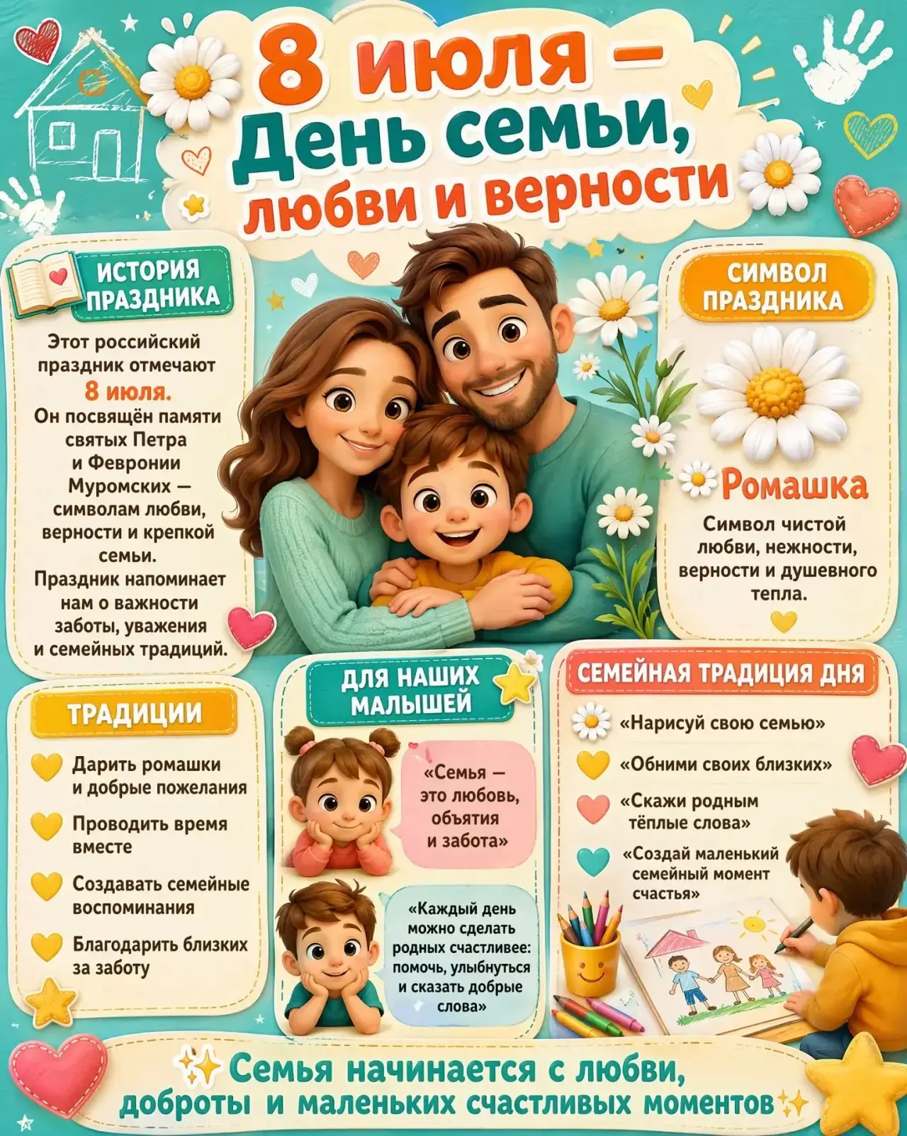 🌼 С Днём семьи, любви и верности! 💛
Дорогие семьи!
От всей души поздравляем вас с одним из самых д