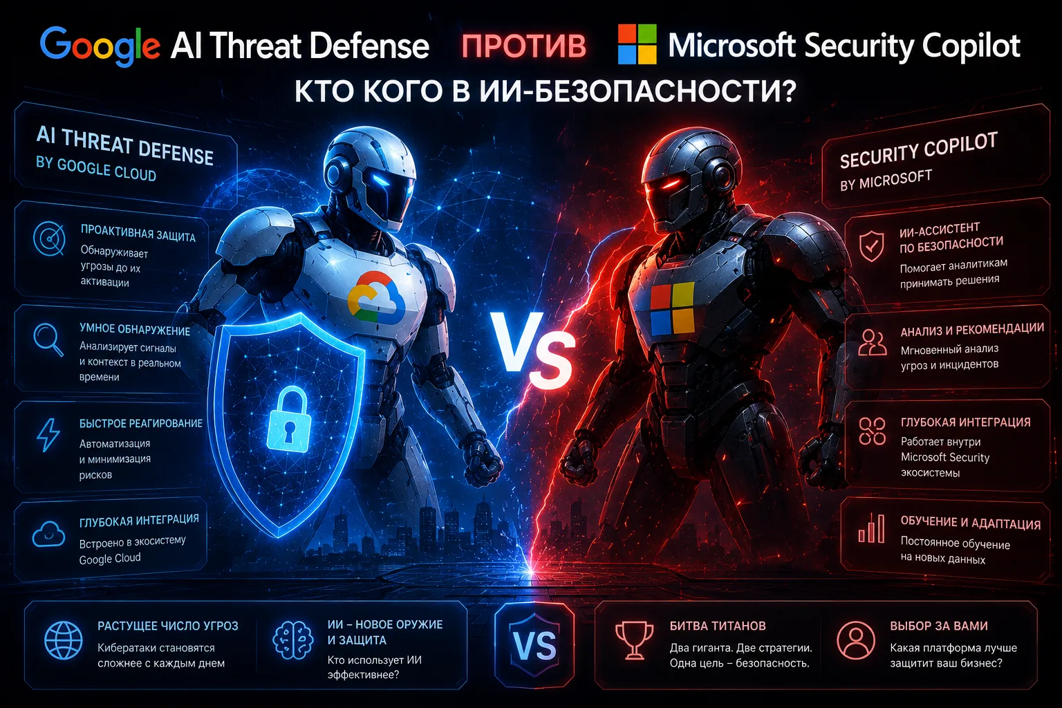 🔫 Google AI Threat Defense vs Microsoft Security Copilot: кто кого?

Короткий ответ: Copilot — умны