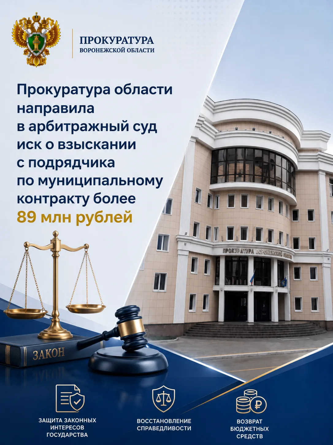 🔷Прокуратура области направила в арбитражный суд иск о взыскании с подрядчика по муниц...