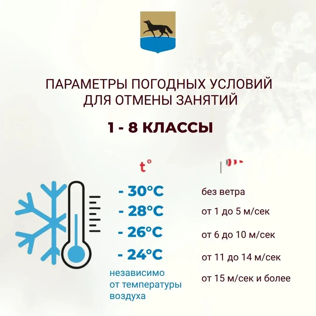 В Сургуте скорректированы критерии для объявления неблагоприятных погодных условий (актированных дне