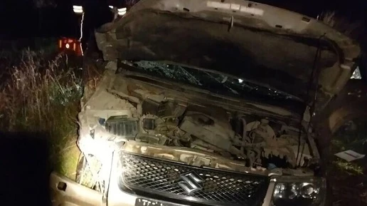 В Воронежской области Suzuki опрокинулась после столкновения с КамАЗом