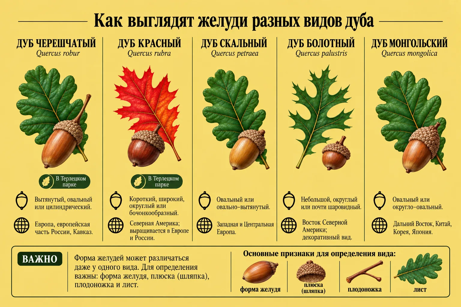 🍁 Жёлуди бывают разными, и это легко заметить в Терлецкой дубраве!