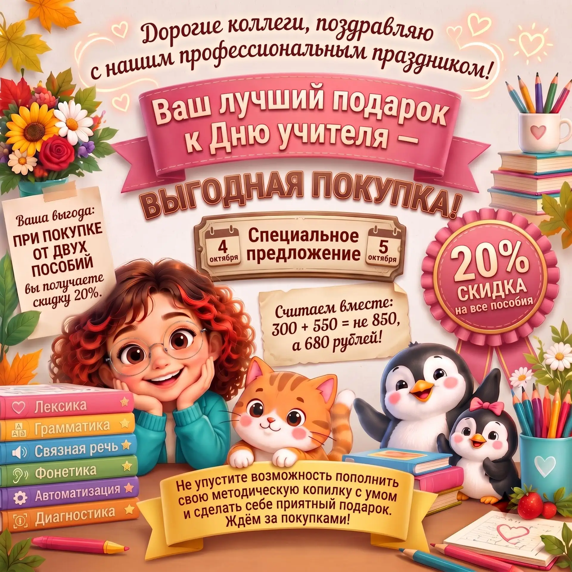✨Ваша лучшая инвестиция — в себя! Скидка 20% ко Дню учителя!