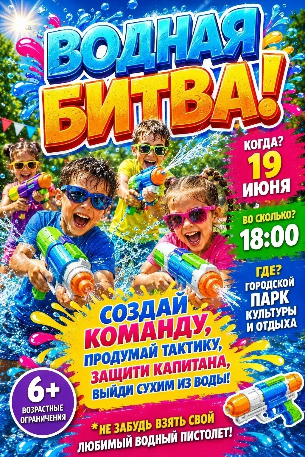 🌊 Отдел молодежной политики приглашает всех на захватывающую водную вечеринку