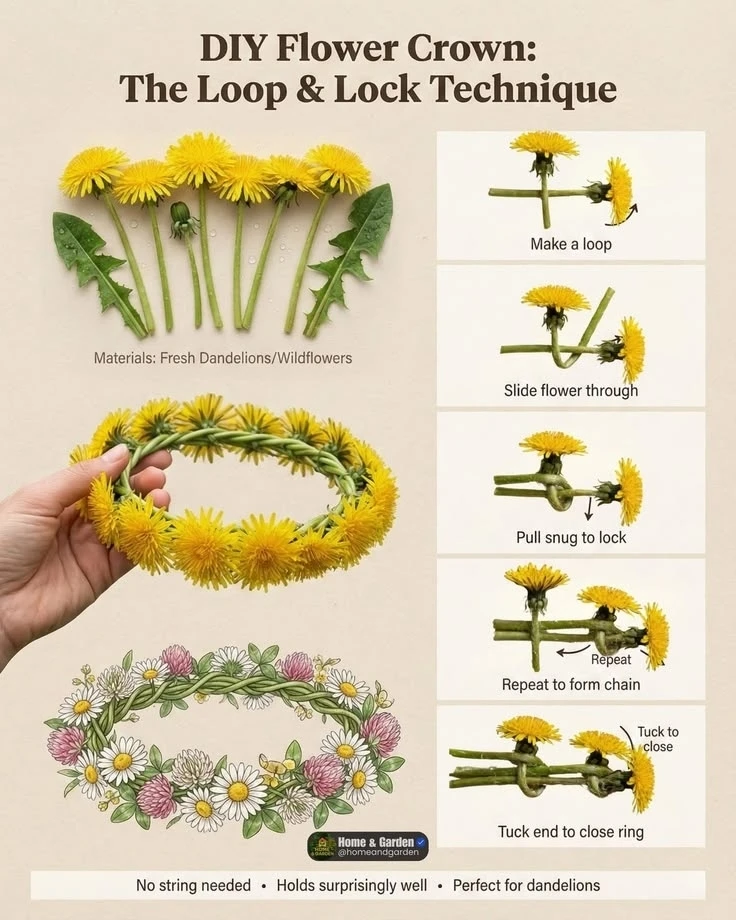 🌼🌸 КАК СПЛЕСТИ ВЕНОК ИЗ ЦВЕТОВ? Одуванчик