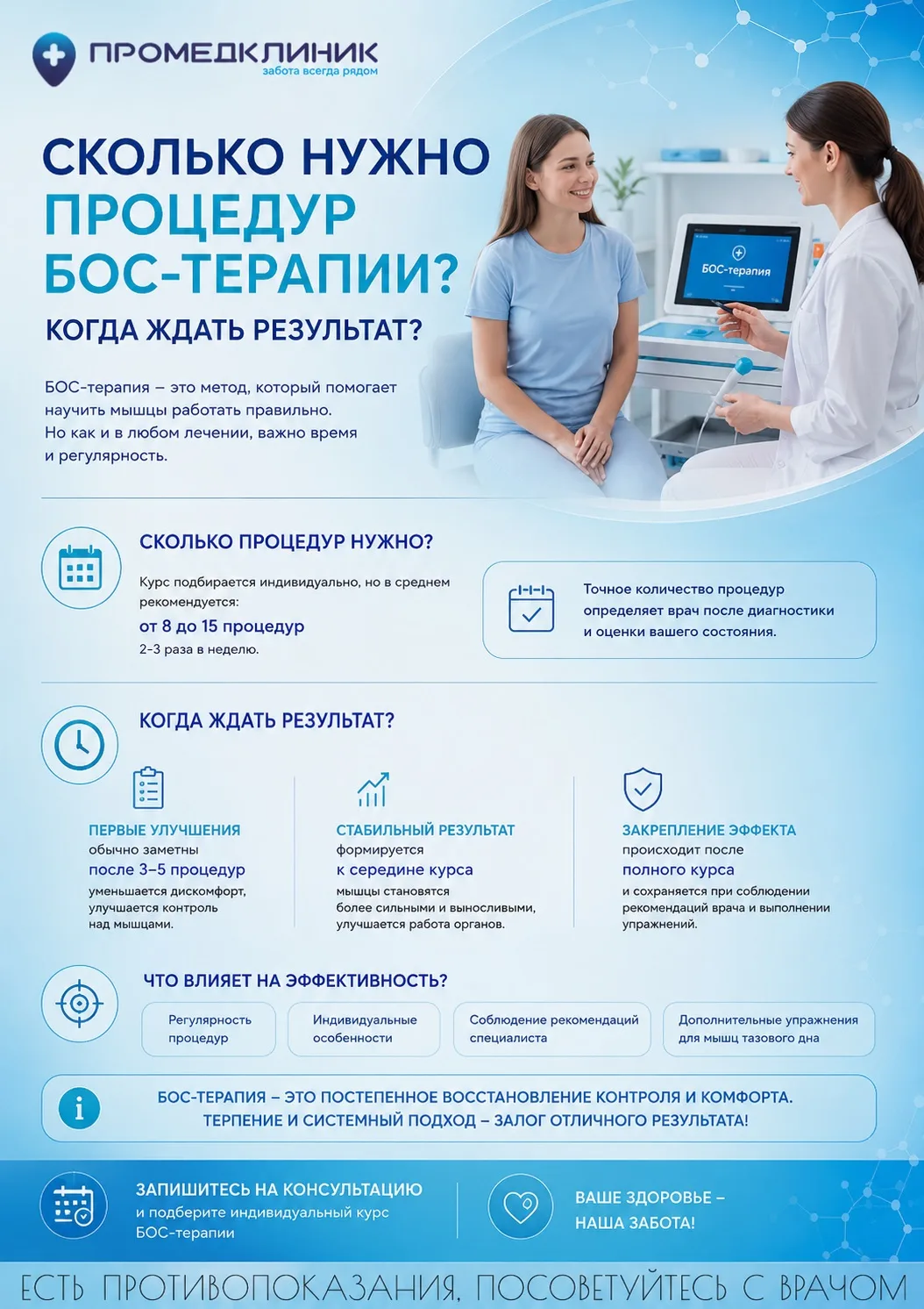 Сколько нужно процедур БОС-терапии? Когда ждать результат?