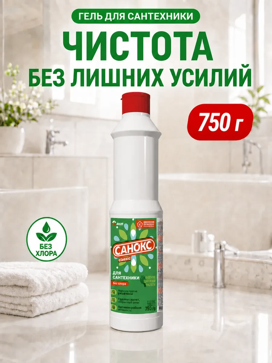 ⚡️ Чистящее средство для сантехники 750гр, САНОКС