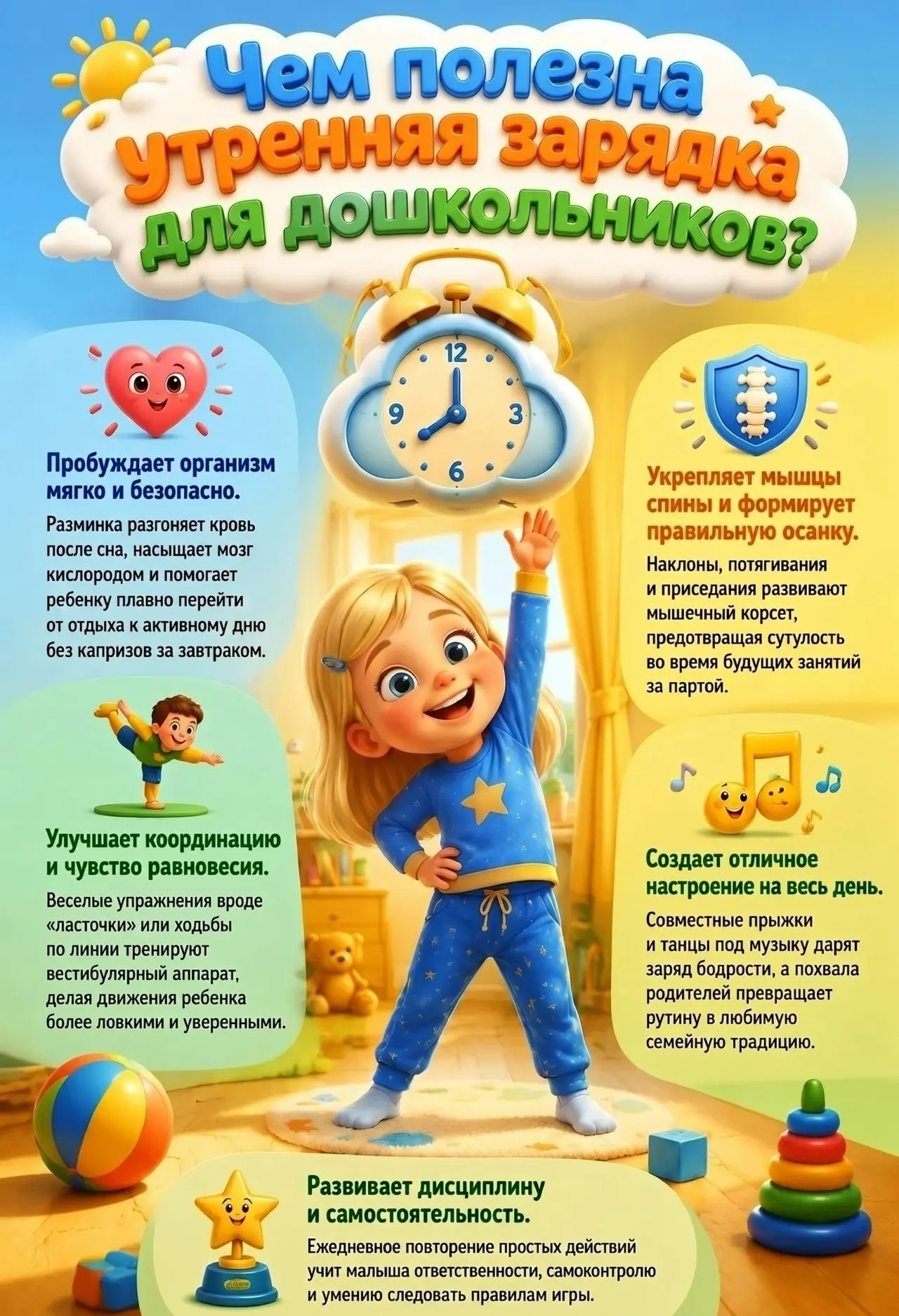 Утренняя гимнастика очень важна для малышей!