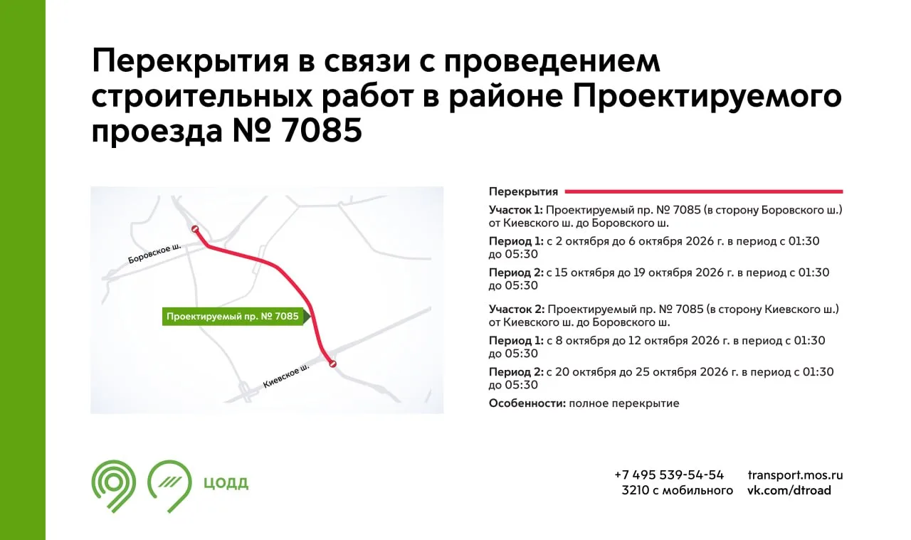 С 2 до 25 октября в зависимости от даты и времени будут закрыты для движения участки Пр...