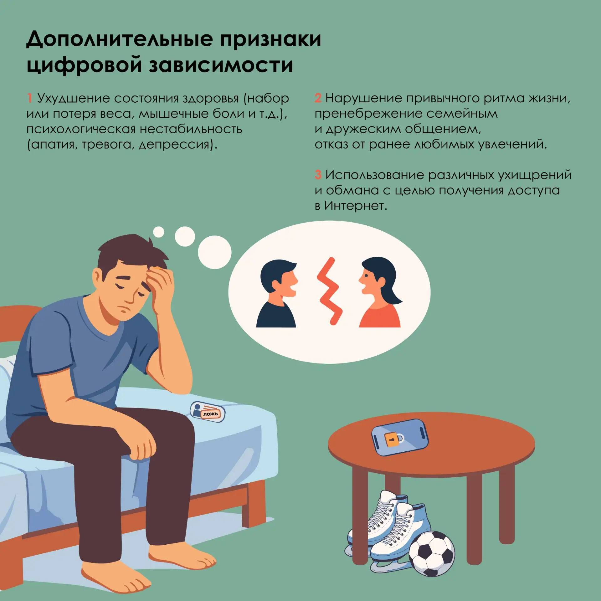 Дополнительные признаки цифровой зависимости

🤯 Зависимость разрушает не только волю, но и тело, и 