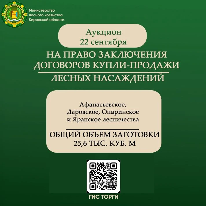🔔 Министерство лесного хозяйства Кировской области приглашает субъекты малого и средне...