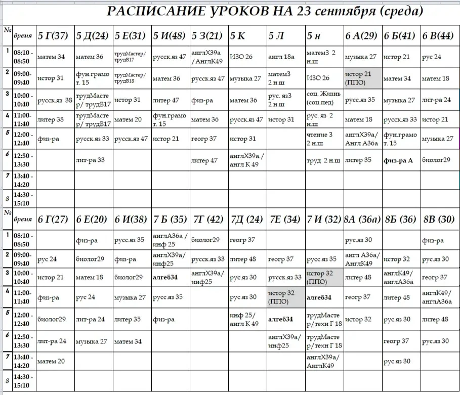 Расписание на 7.10.2026 (Суздальская)
