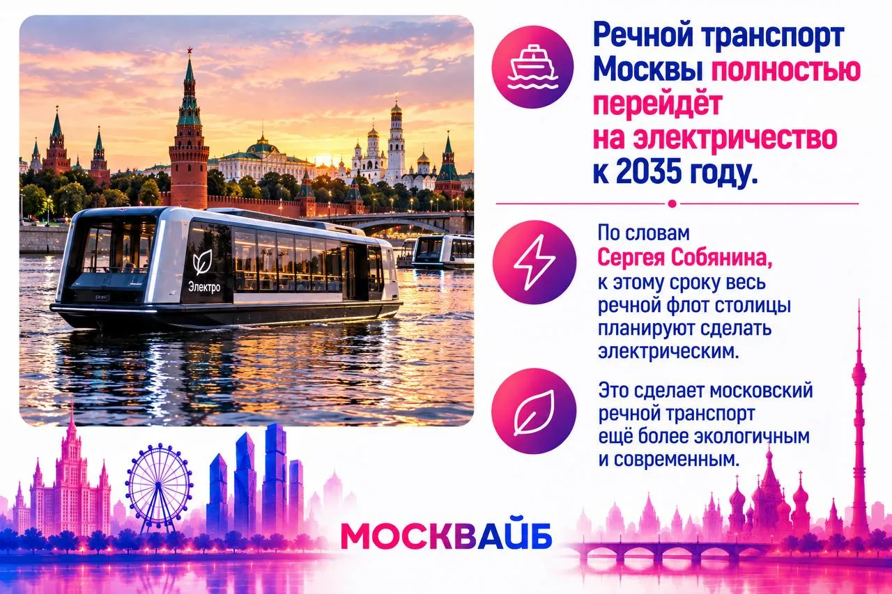 🛳 Речной транспорт Москвы полностью перейдёт на электричество к 2035 году.