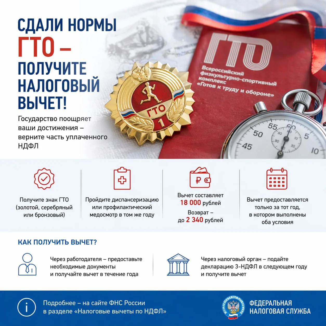 🏅 Сдали нормы ГТО – получите налоговый вычет  За выполнение нормативов комплекса «Готов к труду и об