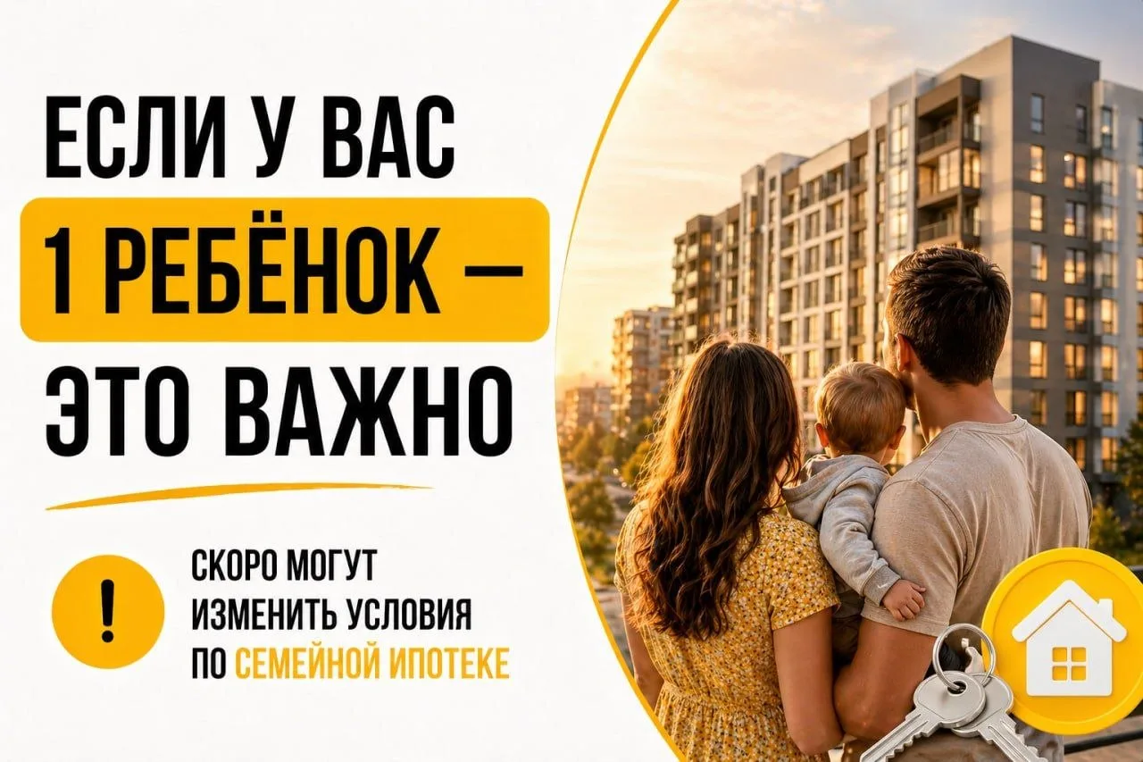 ⚠️ Семейную ипотеку меняют — и это критично, если у вас 1 ребёнок