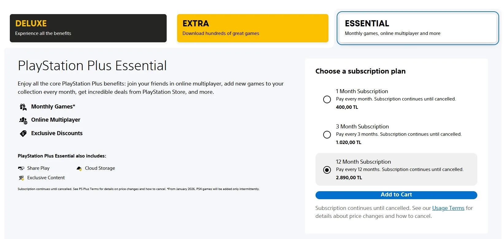 В Турции подорожали все подписки PS Plus  PS Plus Essential: • 1 месяц – 400 ₺ (было 270 ₺) • 3 меся