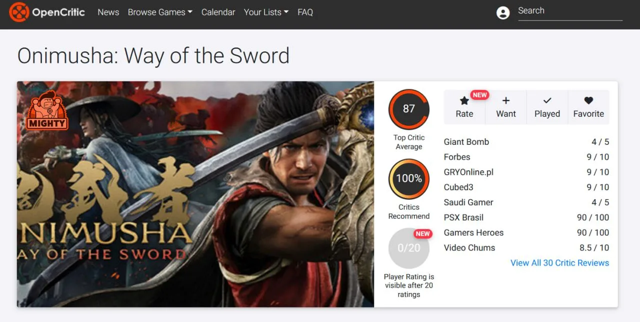 Нас ждёт ещё один шедевр – Onimusha: Way of the Sword получила 87/100 от критиков