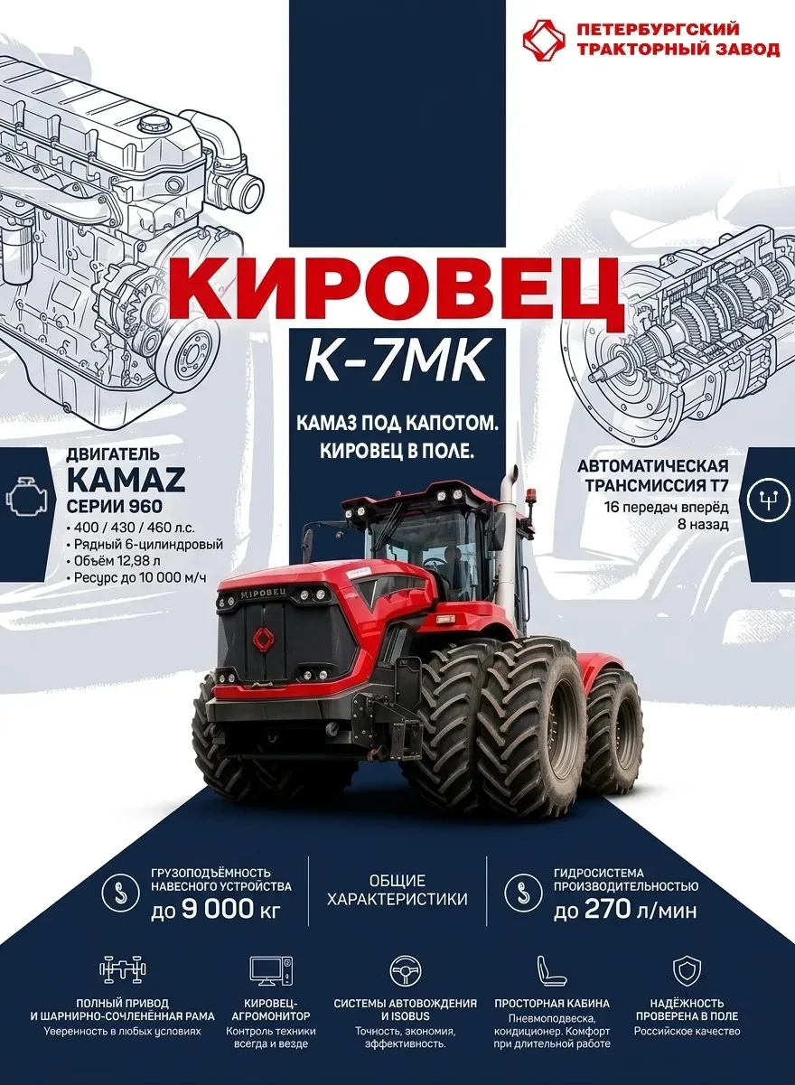 🚜 КИРОВЕЦ К-7МК — МОЩНОСТЬ, КОТОРОЙ МОЖНО ДОВЕРИТЬ БОЛЬШОЕ ПОЛЕ