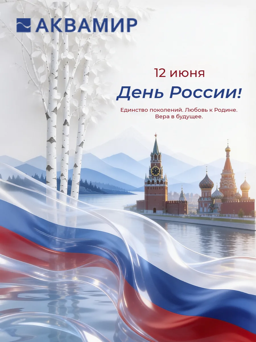 Компания Аквамир поздравляет Вас с Днём России! 🇷🇺

Желаем мирного неба, стабильности и благополуч