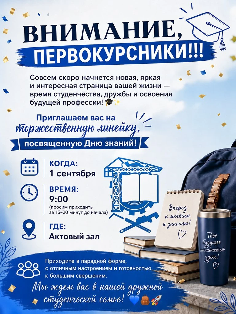 Дорогие первокурсники! Наступает долгожданный момент — старт вашей новой, взрослой, нас...