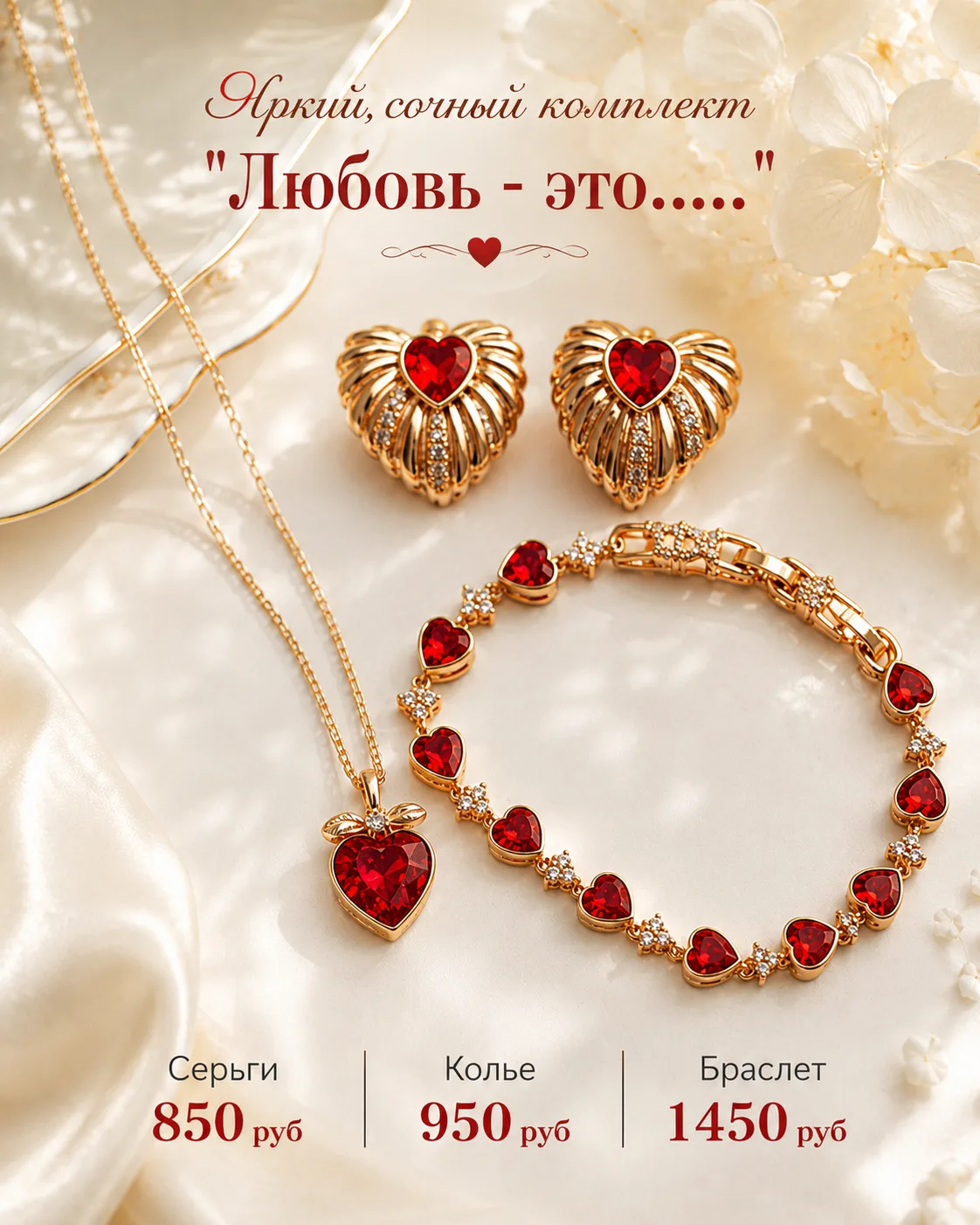 ❤ Цвет страсти..
✨Яркий дуэт, выполненный в одном стиле, наполнен огнём и чувствами....
💰Серьги-рак