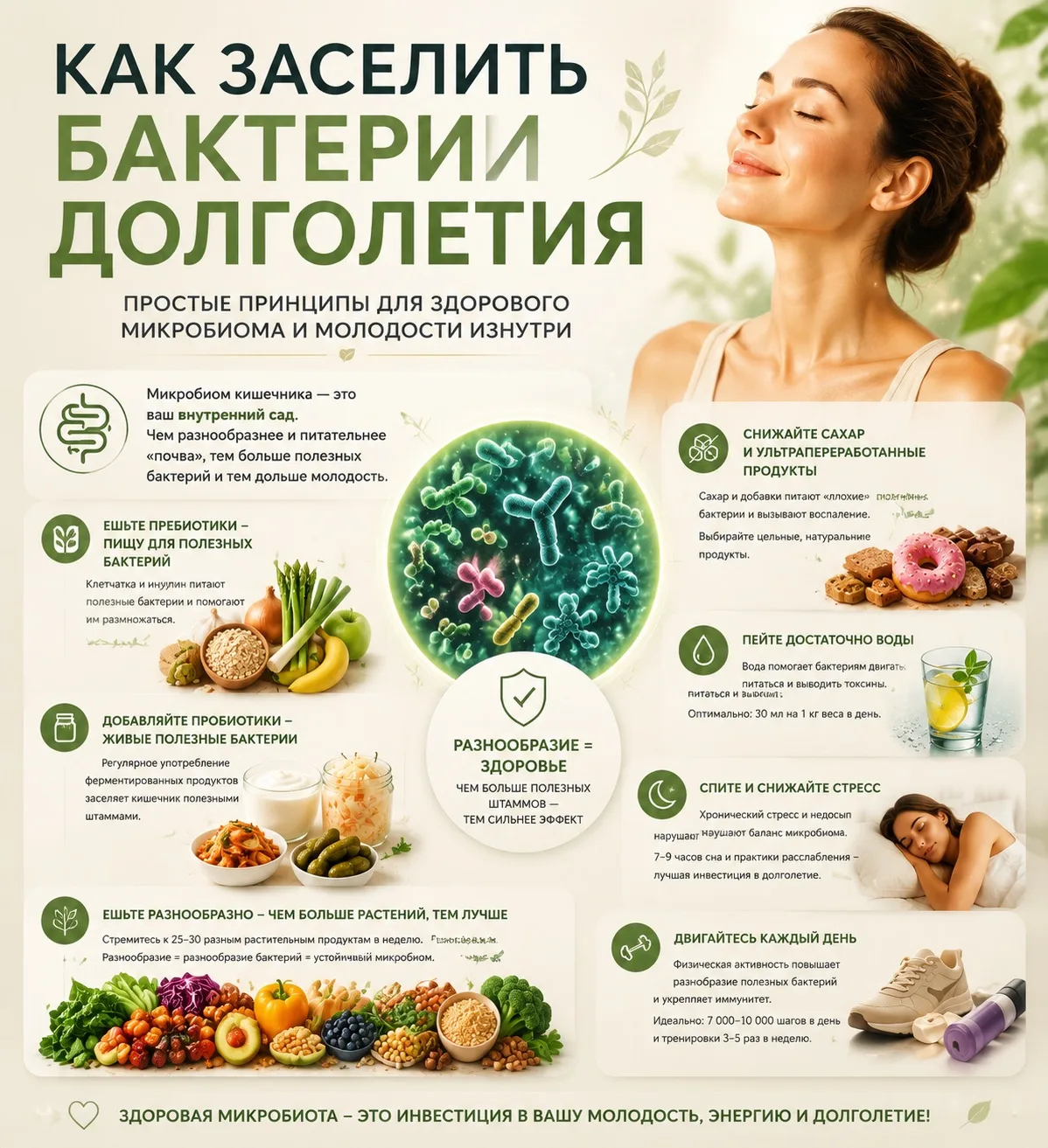 🍽 УНИВЕРСАЛЬНЫЙ ПЛАН: КАК ЗАСЕЛИТЬ БАКТЕРИИ ДОЛГОЛЕТИЯ

Каждый день:
🥒 Порция ферментированного (к