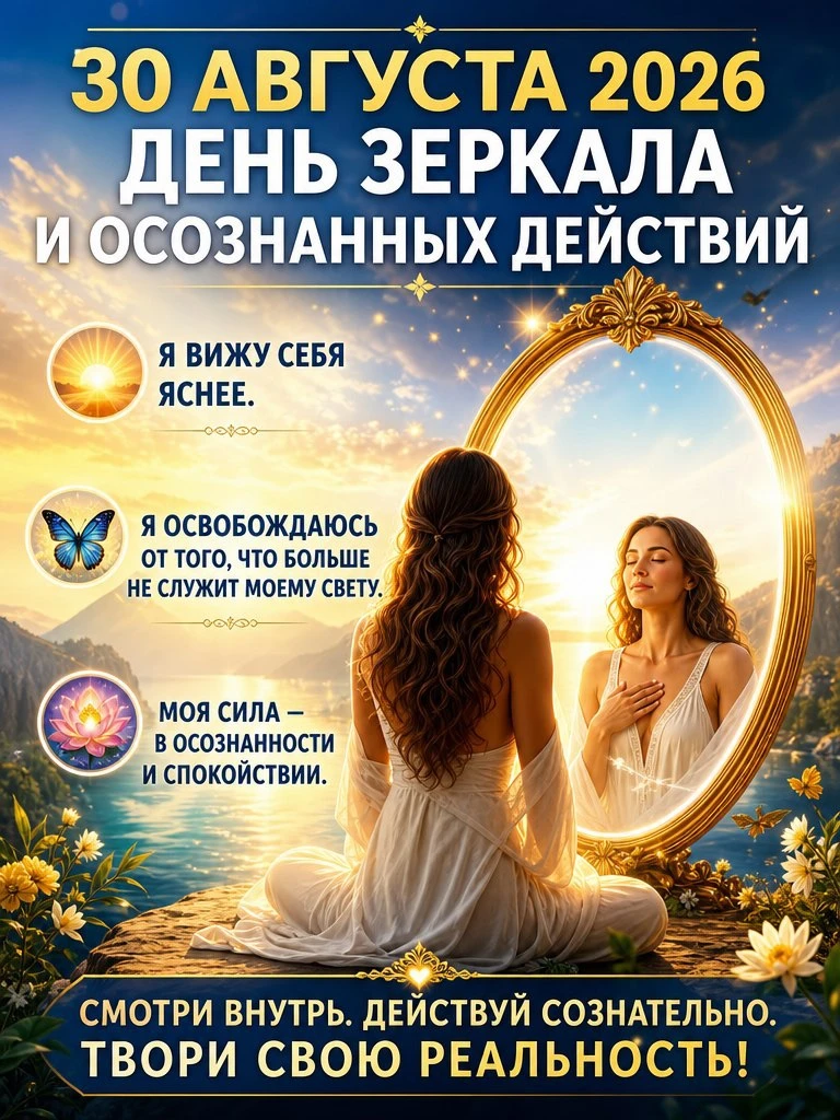 🌙 30 АВГУСТА 2026 — ДЕНЬ ЗЕРКАЛА И ОСОЗНАННЫХ ДЕЙСТВИЙ 🌙