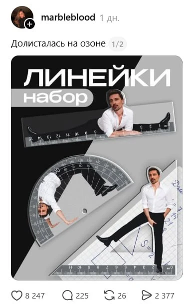 Ахах, на маркетплейсах нашли наборы линеек с Димой Биланом и Сергеем Лазаревым.
